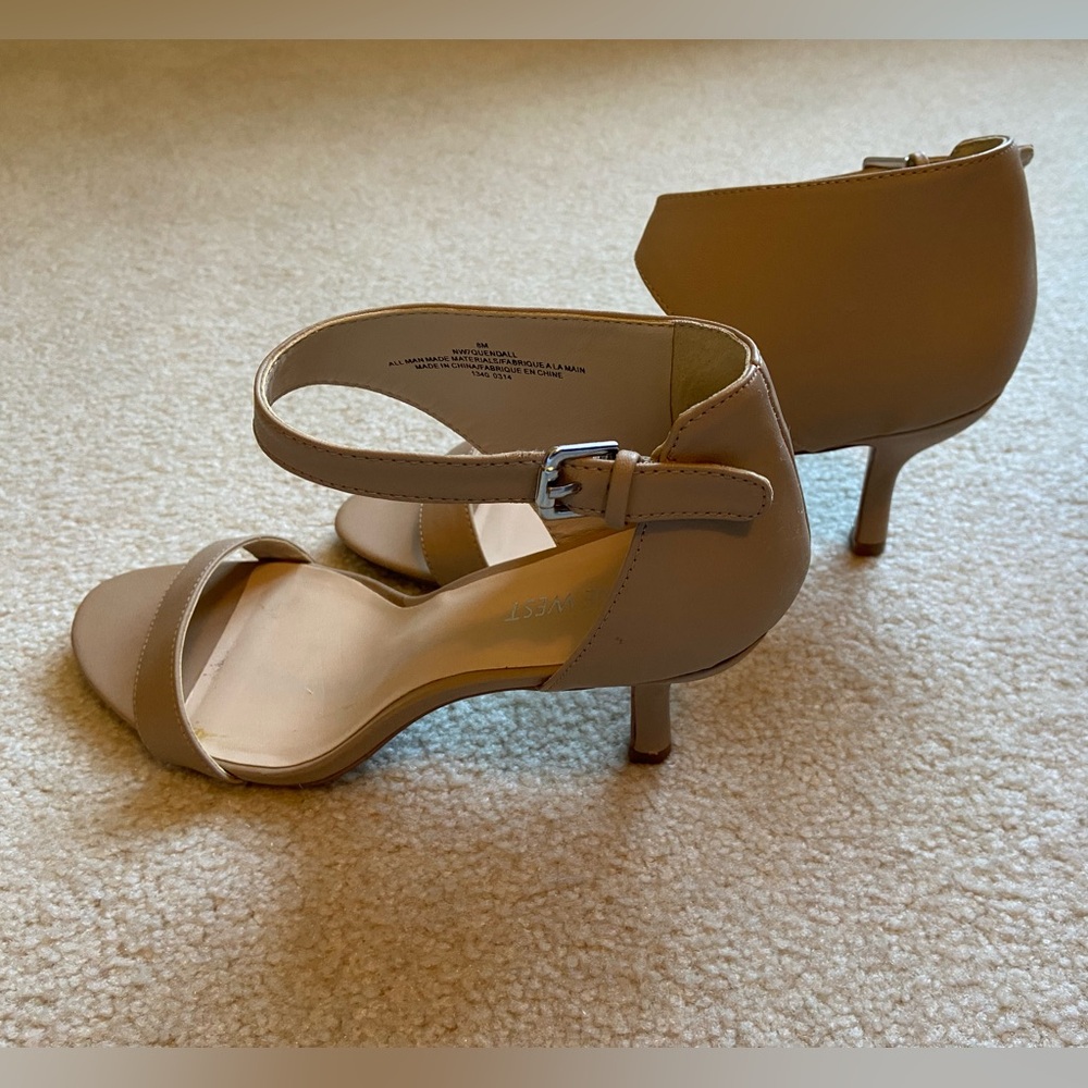 Nine West Beige Ankle Strap Heels size 8